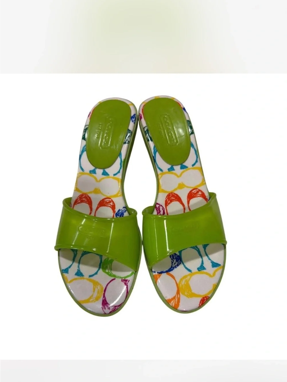 Coach Y2K Nichelle Jelly Kitten Heels Sz 9 Lime Green Rare